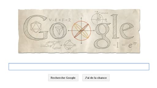 Le Doodle du jour rend hommage au mathématicien Leonhard Euler.