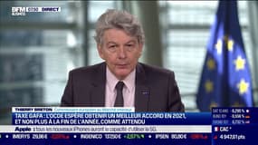 Taxe GAFA: "Il faut rectifier cette anomalie" selon Thierry Breton. Le commissaire européen au Marché intérieur réaffirme la volonté de l'Union Européenne d'appliquer une taxe à 27.
