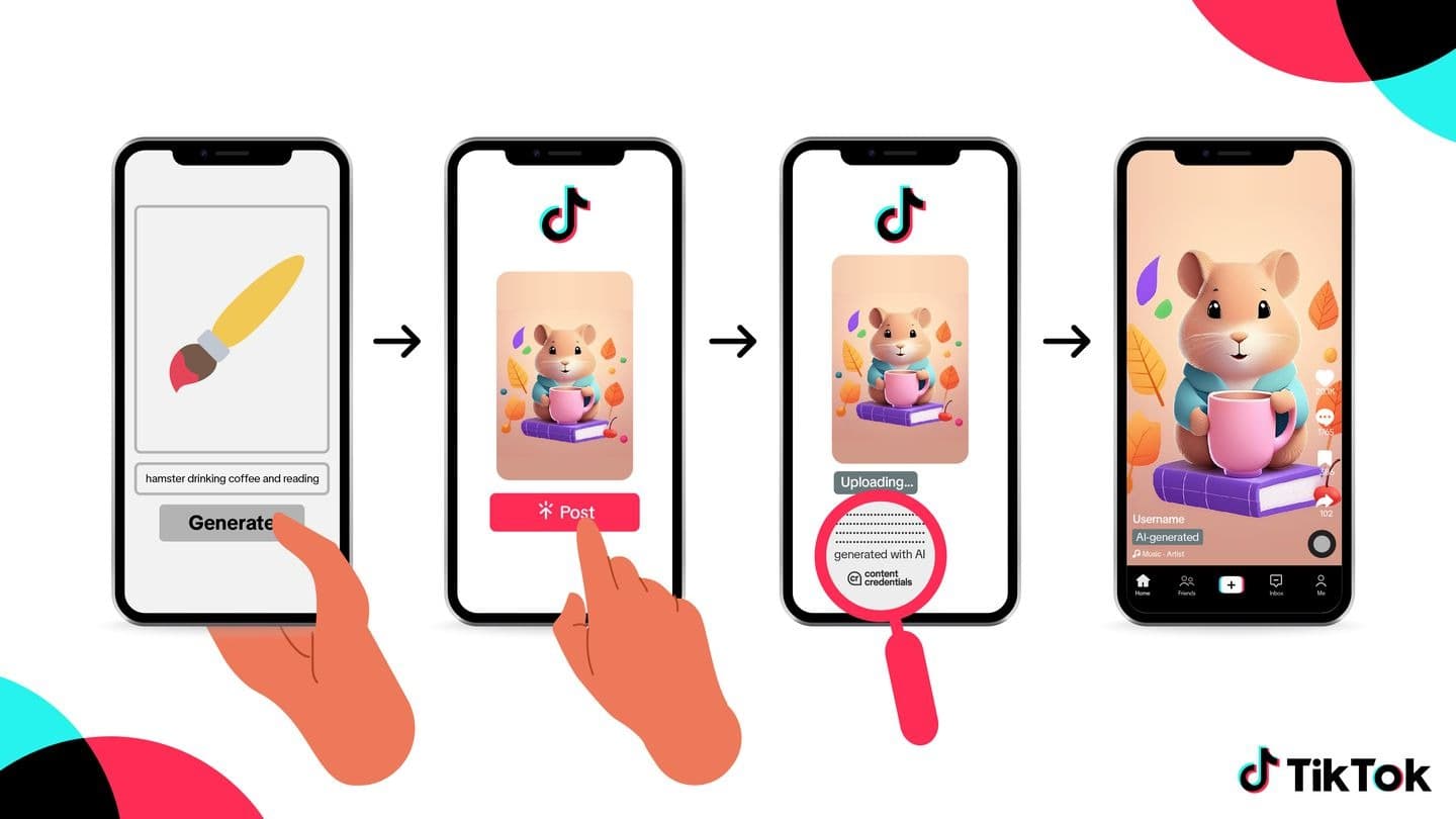 Tiktok indique désormais les contenus générés par de l'IA Tiktok indique désormais les contenus générés par de l'IA