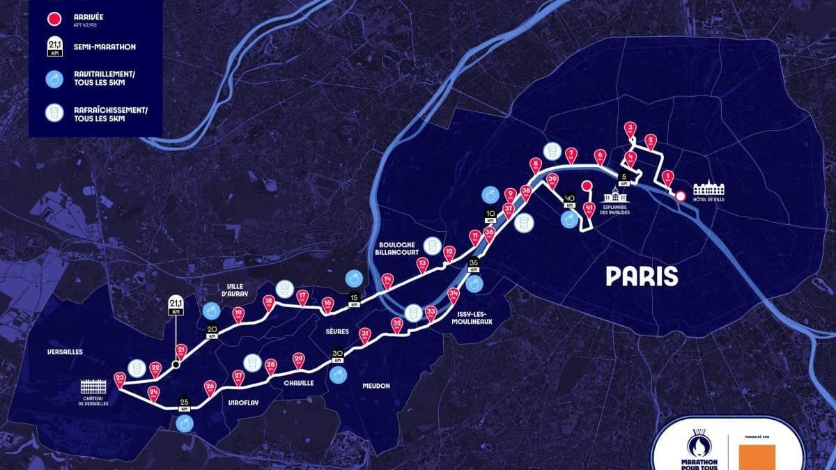Le parcours du Marathon pour tous de 42km Le parcours du Marathon pour tous de 42km