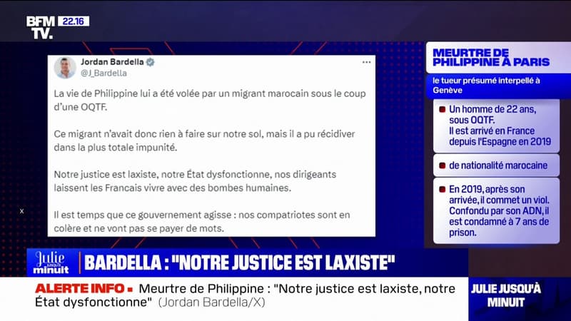 Jordan Bardella et Sandrine Rousseau réagissent à l'arrestation du suspect du meurtre de Philippine