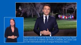 Emmanuel Macron à l'occasion des traditionnels vœux du Nouvel an ce dimanche soir