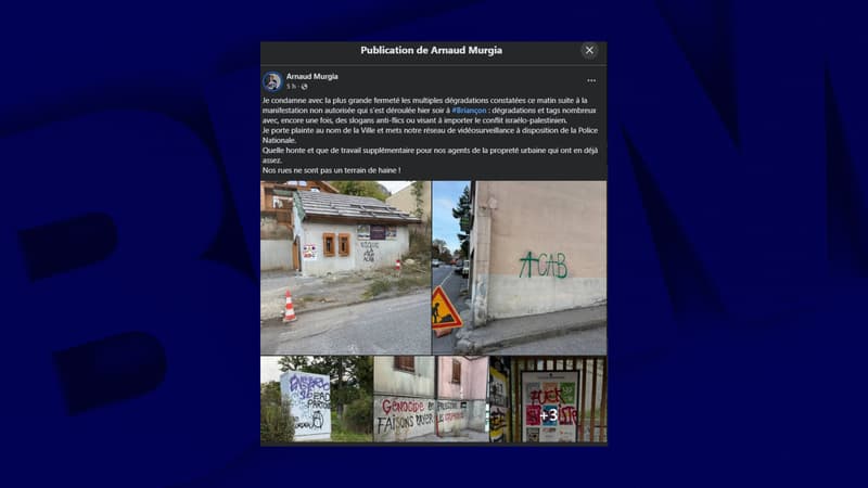 Le maire Arnaud Murgia annonce porter plainte après des tags et slogans "anti-flics" découverts à Briançon.