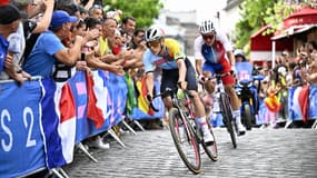 Remco Evenepoel et Valentin Madouas sur la course olympique, le 3 août 2024
