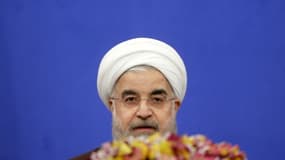 Le président iranien Hassan Rohani lors d'une allocation télévisée le 20 mai 2017 à Téhéran