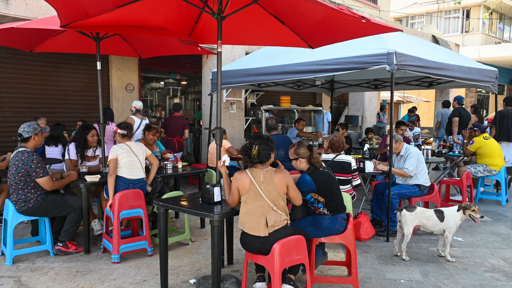 Vue de personnes dans un restaurant qui a repris ses activités pour les résidents d'Acapulco après le passage de l'ouragan Otis à Acapulco, État de Guerrero, Mexique, le 5 novembre 2023. 