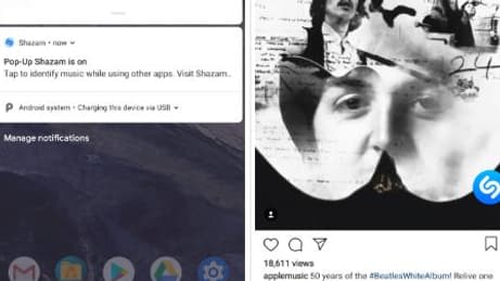 Une icône Shazam apparaît sur Instagram pour reconnaître un morceau. 