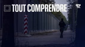 Un soldat polonais patrouille à la frontière avec la Biélorussie le 29 mai 2023