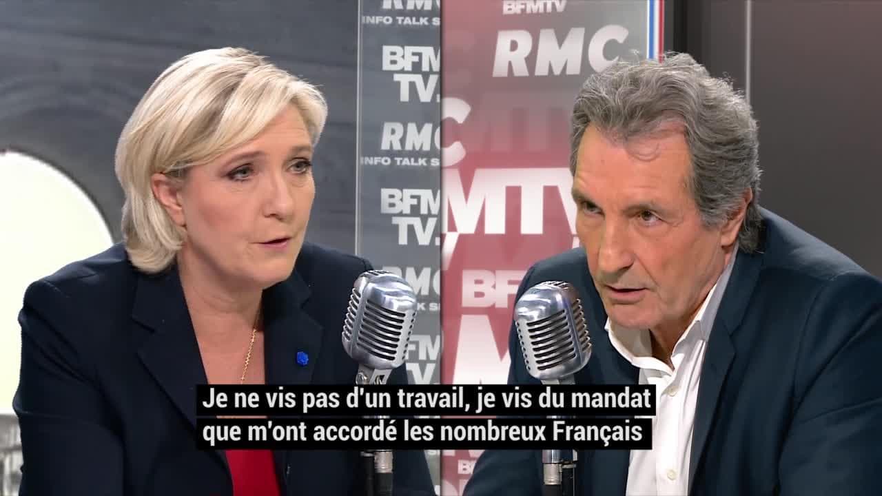 Marine Le Pen Jean Jacques Bourdin Couple Marine Le Pen passe son entretien d’embauche chez Jean-Jacques Bourdin