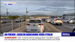 A8: un camion citerne perd son chargement dans le secteur de Fréjus, la circulation très perturbée vers l'Italie