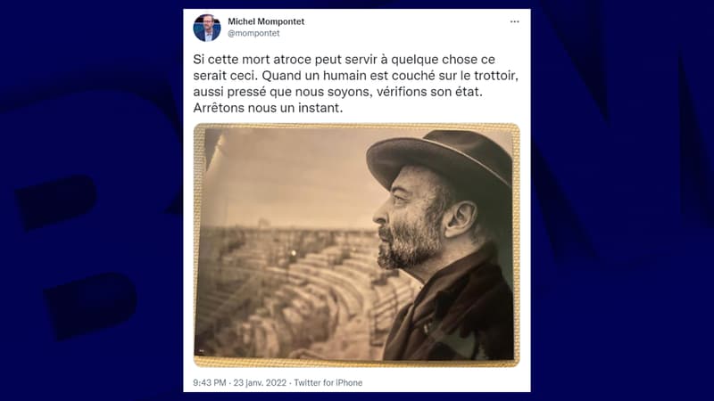 Capture d'écran d'un tweet de Michel Mompontet, journaliste et ami de René Robert. 