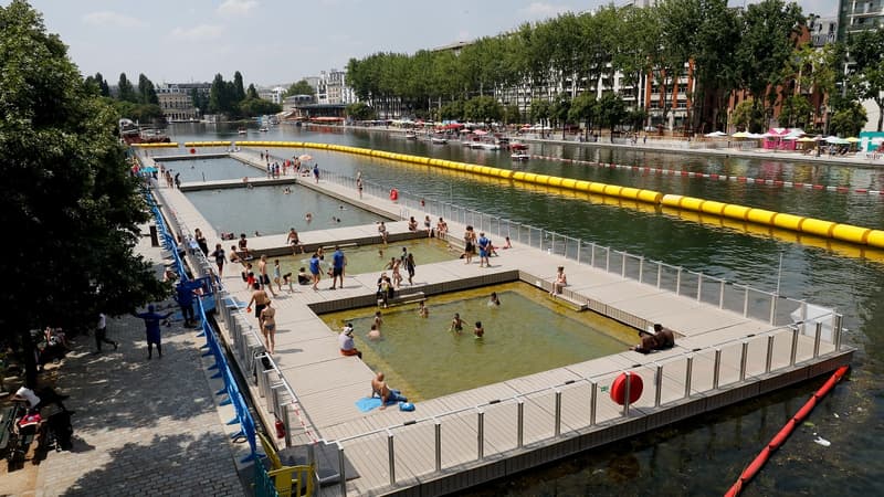 Les zones de baignade autorisée au bassin de la Villette (Paris, 19e)