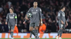 Kylian Mbappé lors du quart de finale aller de Ligue des Champions entre le Real Madrid et Arsenal le 8 avril 2025