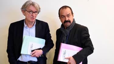 Jean-Claude Mailly (FO, à gauche) et Philippe Martinez (CGT, à droite)