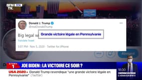 Donald Trump revendique une "grande victoire légale en Pennsylvanie"