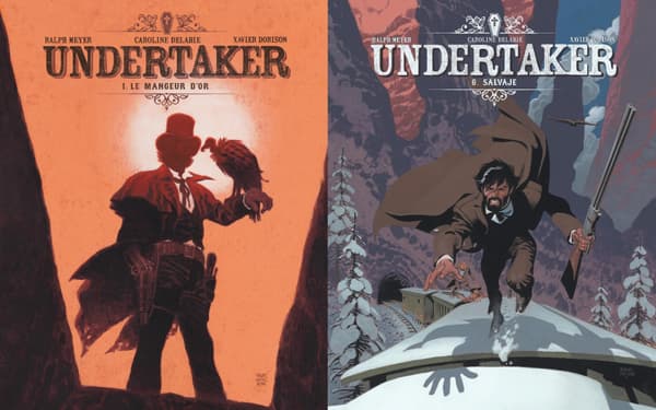 Les couvertures des premier et sixième tomes de la BD "Undertaker" de Xavier Dorison et Ralph Meyer