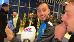 Enzo Renou et ses coéquipiers de Vendée Fontenay célèbrent d'avoir tiré le PSG en Coupe de France, le 1er décembre 2025