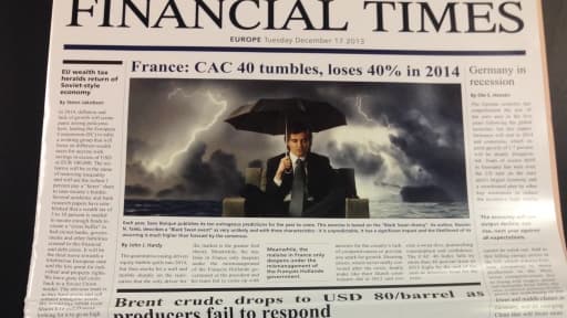 La fausse une de l’édition du Financial Times avec les "cygnes noirs" de Saxo Bank.