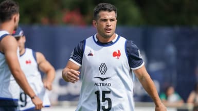 Brice Dulin à l'entraînement du XV de France à Marcoussis, 27 juillet 2023.