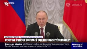 Guerre en Ukraine: Vladimir Poutine évoque une paix sur une base "équitable"