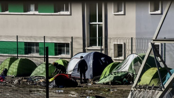 Réfugiés à Calais, le 8 mars 2018
