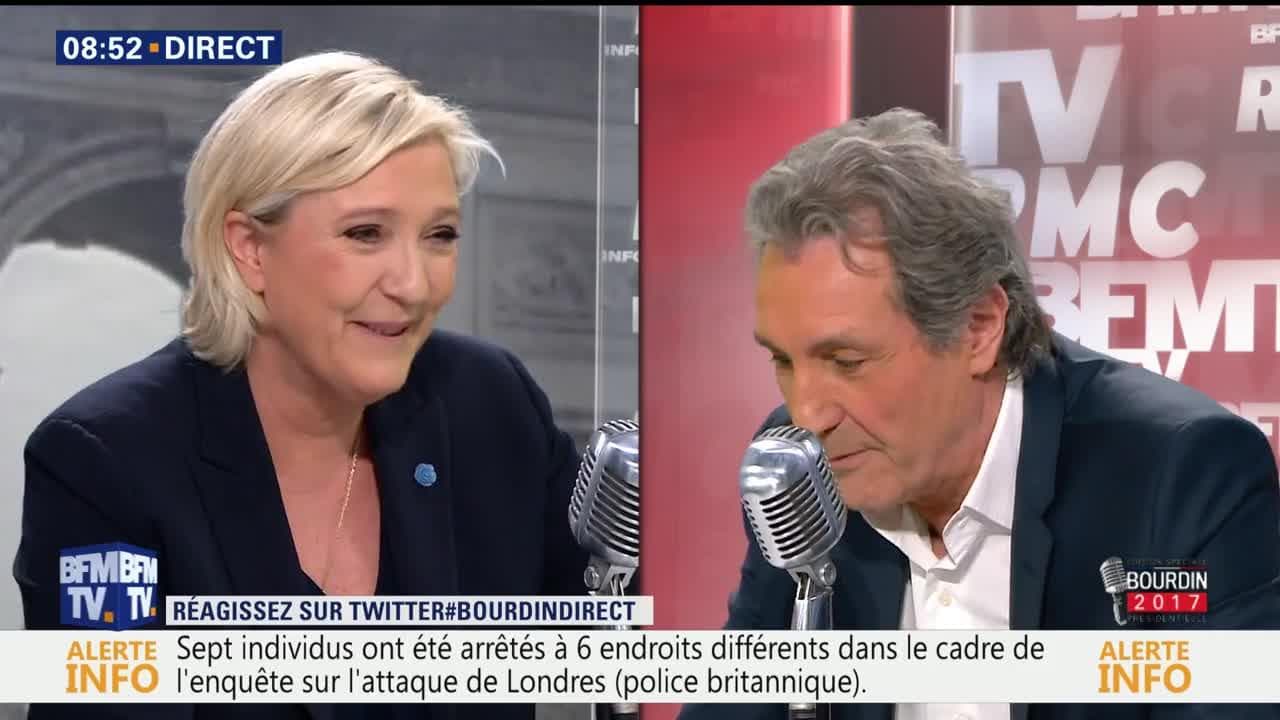 Jean-jacques Bourdin Et Marine Le Pen En Couple Marine Le Pen face à Jean-Jacques Bourdin en direct