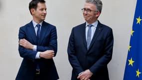 La tête de liste LR pour les européennes François-Xavier Bellamy avec Christophe Gomart (à droite).