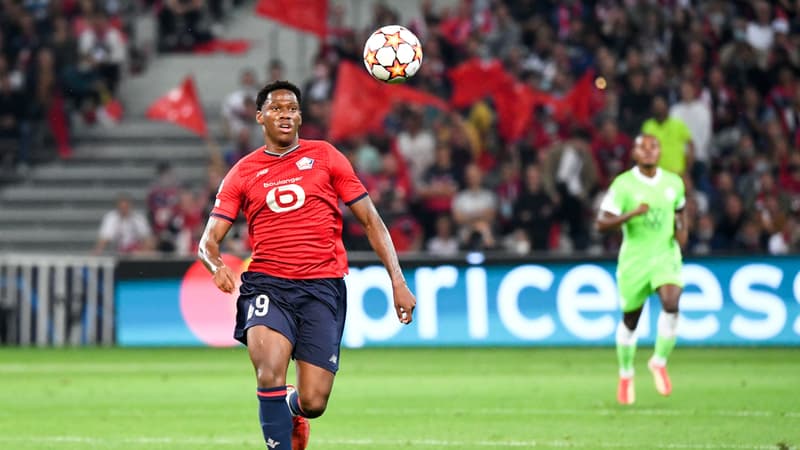 Jonathan David lors du match aller entre le LOSC et Wolfsburg, le 14 septembre