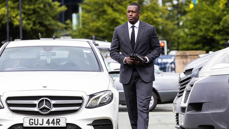 Benjamin Mendy à son arrivée au tribunal de Chester, le 24 août 2022