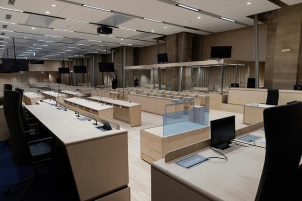 The courtroom specially built for the trial of the attacks of November 13, 2015 at the Palais de Justice in Paris, June 4, 2021