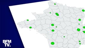 La carte des communes remportées par des listes écologistes.