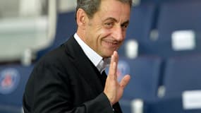 Nicolas Sarkozy mardi au Parc des princes, pour un match du PSG.