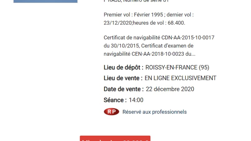 Les deux A340 ont été vendus pour 840.000 euros aux enchères