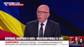 Allocution d'Emmanuel Macron: "J'attends qu'il dise très clairement qu'il ne veut pas être l'otage de la présidente de Commission européenne", affirme Éric Ciotti
