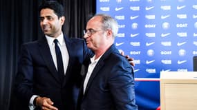 Luis Campos avec le président du PSG Nasser Al-Khelaïfi, 5 juillet 2023