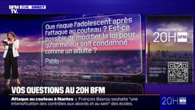VOS QUESTIONS AU 20H BFM - Que risque l'adolescent après l'attaque au couteau ?