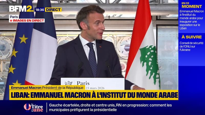 "Je veux avoir un mot pour Jack Lang qui a beaucoup fait pour cette exposition", déclare Emmanuel Macron, à l'Institut du monde arabe