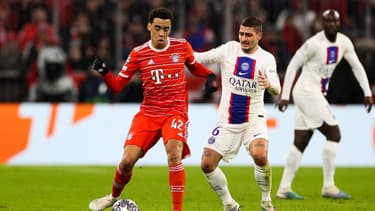 Marco Verratti au duel avec Jamal Musiala