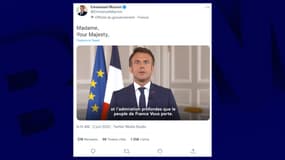Capture d'écran de la vidéo d'Emmanuel Macron rendant hommage à Elizabeth II. 