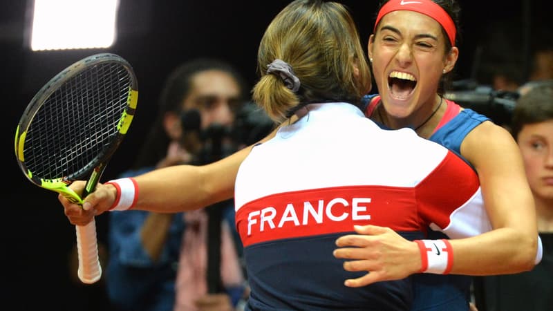 Caroline Garcia à la Fed Cup, en avril 2016.