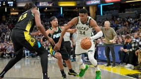 Giannis Antetokounmpo lors du match Indiana-Milwaukee (126-124), le 9 novembre 2023
