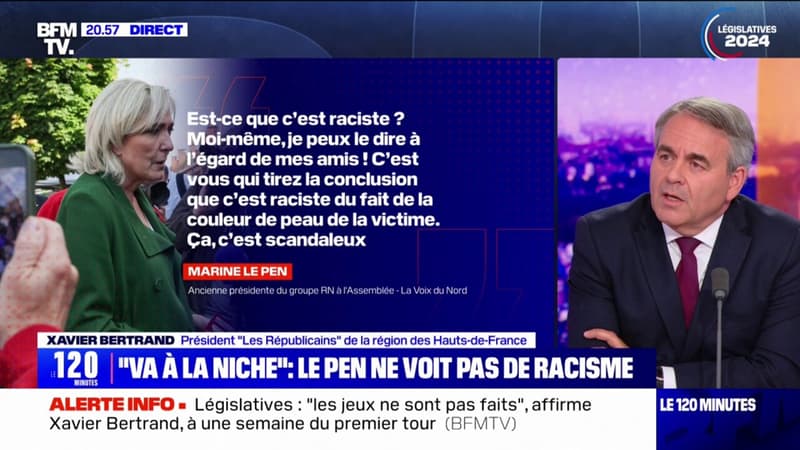 Réaction de Marine Le Pen aux propos racistes tenus contre Divine Kinkela: 
