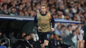 Kevin De Bruyne à l'échauffement lors de Real Madrid-Manchester City (3-3, Ligue des champions), le 9 avril 2024