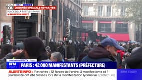 Réforme des retraites: un établissement de la Banque de France pris pour cible sur la place de la Bastille à Paris