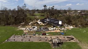 Des habitations ravagées après le passage de l'ouragan Laura, en Louisiane aux Etats-Unis, le 27 août 2020.