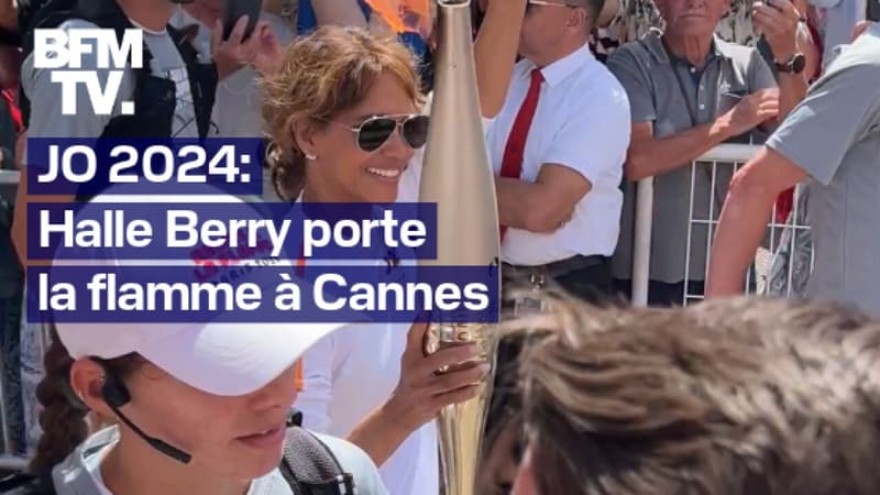 Halle Berry porte la flamme olympique sur les marches du Festival de Cannes