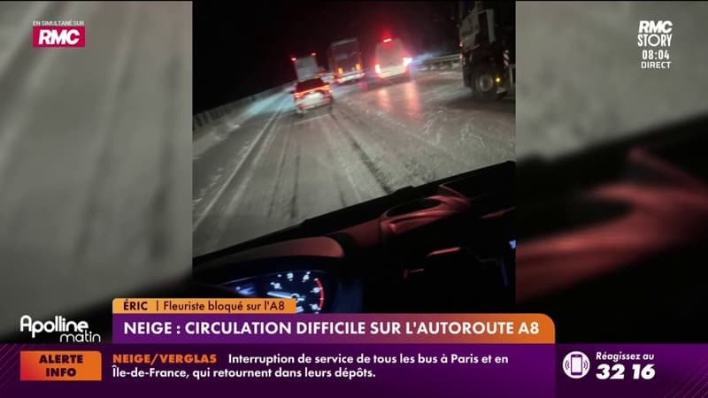 Neige : Circulation difficile sur l'autoroute A8