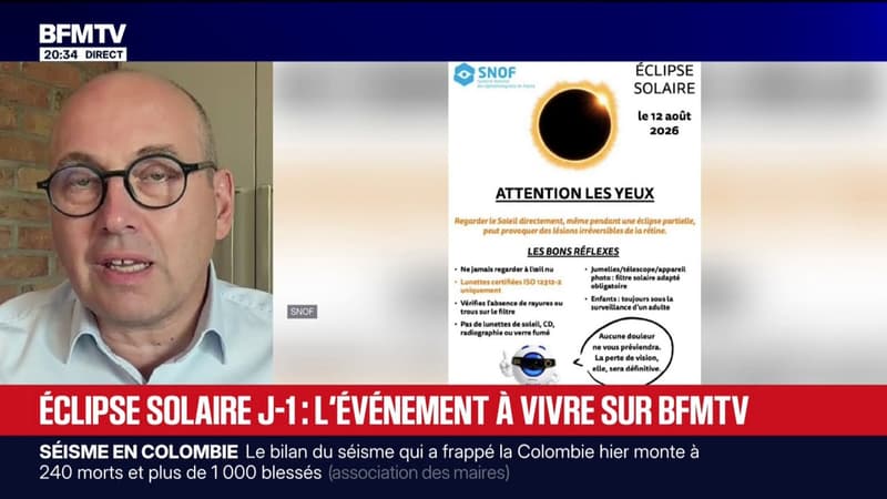 Éclipse solaire: le président du syndicat national des Ophtalmologistes de France explique pourquoi la regarder sans lunettes est dangereux