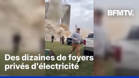 Un silo s'effondre à côté d'ouvriers dans l'Illinois aux États-Unis