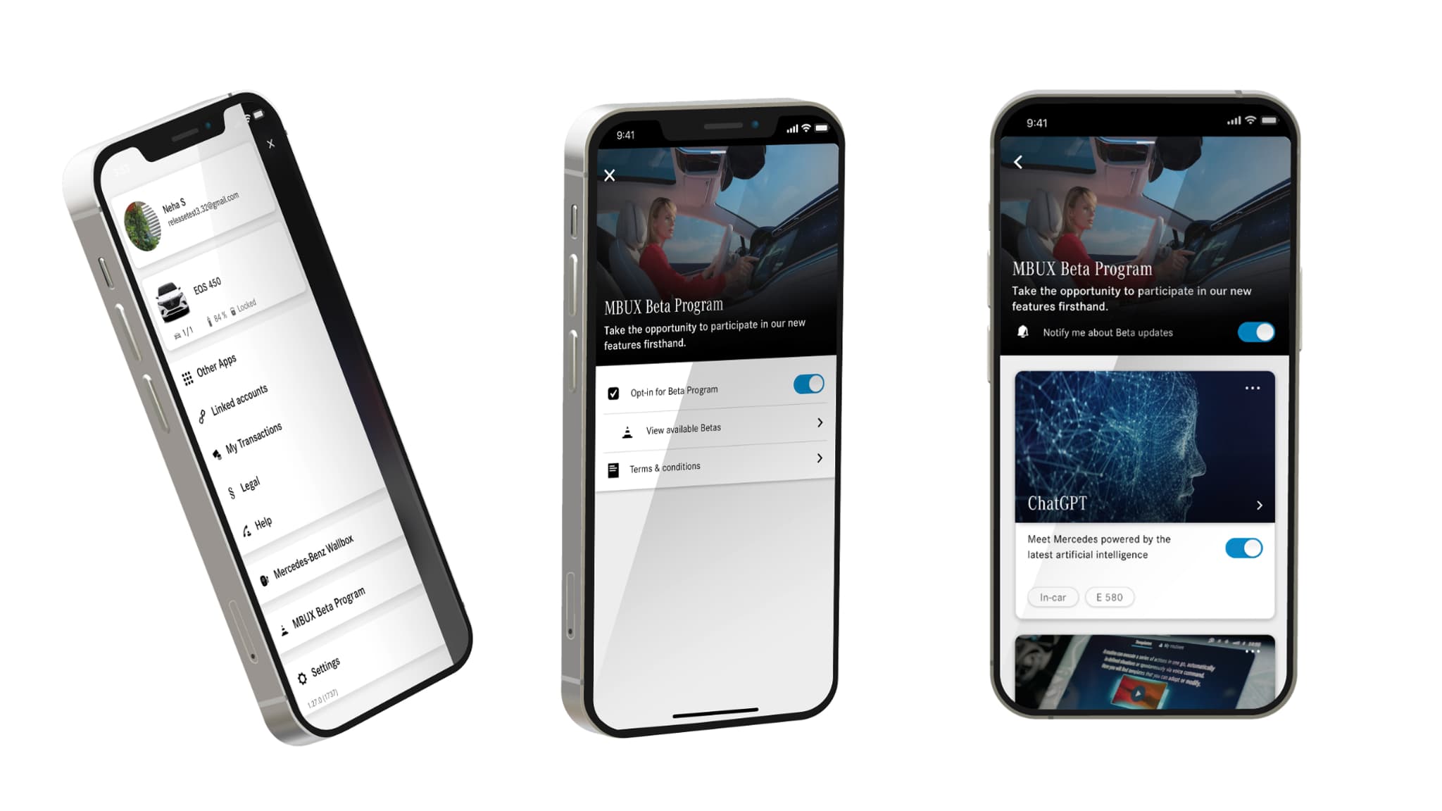 La participation au programme bêta peut être activée via l'application MercedesMe ou via commande vocale.
